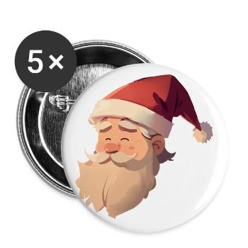 Cute Santa Head - Buttons large 2.2'' (5-pack) - white