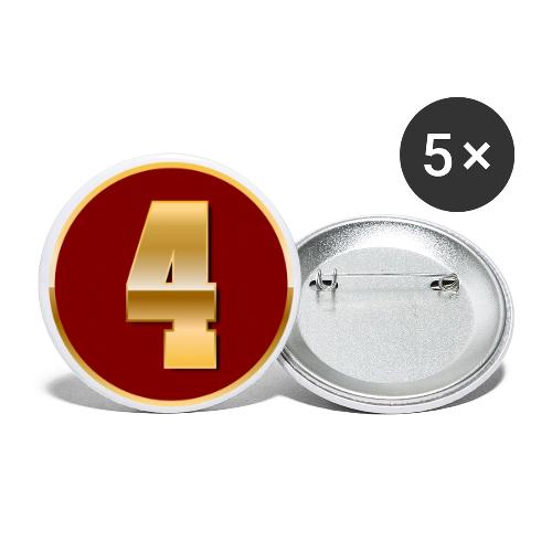 Number 4 in Gold Varsity Font - Buttons large 2.2'' (5-pack)