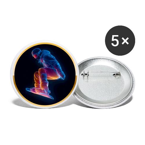 Snowboarding: Arctic Neon Leap - Buttons large 2.2'' (5-pack)