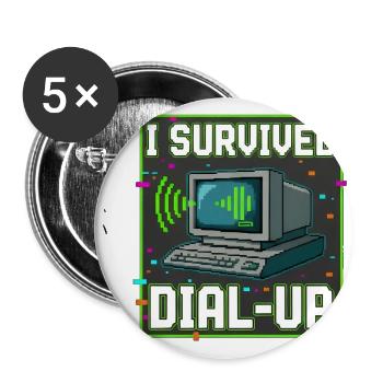 I Survived Dial-Up Retro Computer - Buttons large 2.2'' (5-pack) - white
