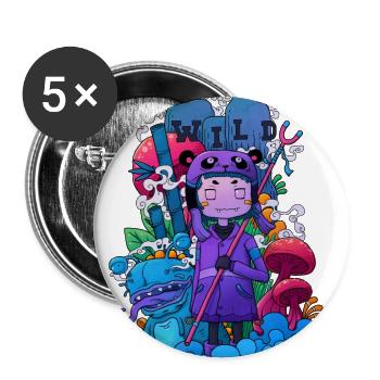 Wild Dreamer Neon Mushrooms - Buttons large 2.2'' (5-pack) - white