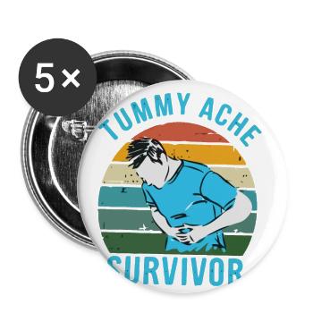 Vintage Tummy Ache Survivor - Buttons large 2.2'' (5-pack) - white