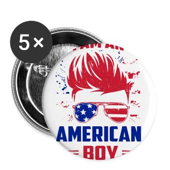 I am an american boy - Buttons large 2.2'' (5-pack) - white