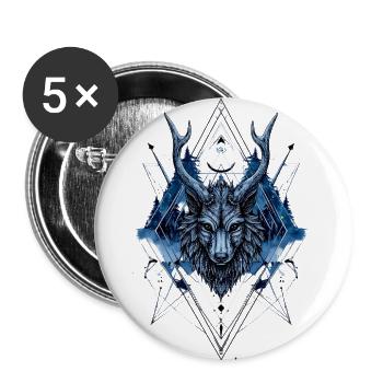 Wolf Stag Totem – Mystic Geometry - Buttons large 2.2'' (5-pack) - white