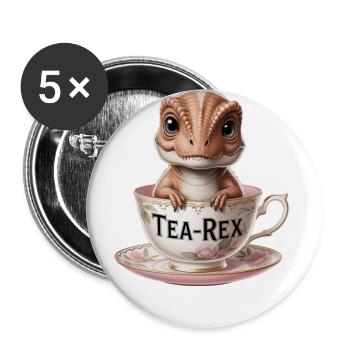 Tea-Rex Dinosaur Illustration - Buttons large 2.2'' (5-pack) - white