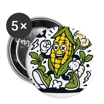 Corn Mascot with Sneakers - Buttons large 2.2'' (5-pack) - white