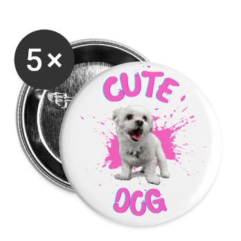 Cute Dog Neon Splash - Buttons large 2.2'' (5-pack) - white