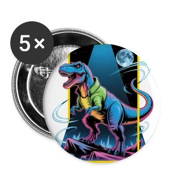 Futuristic T-Rex – Neon Power Beast - Buttons large 2.2'' (5-pack) - white