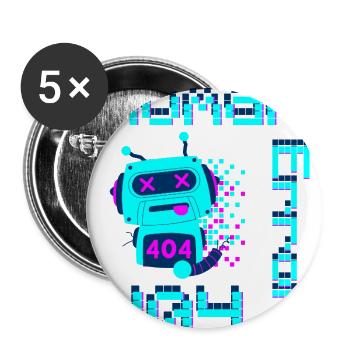 Human Error 404 – Glitchy Robot Design - Buttons large 2.2'' (5-pack) - white