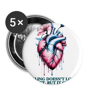 Healing Heart Bloom - Buttons large 2.2'' (5-pack) - white