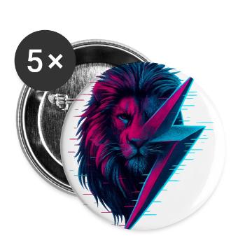 Glitched lion thunderbolt mix - Buttons large 2.2'' (5-pack) - white
