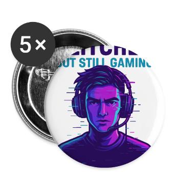 Glitched But Still Gaming – Neon Gamer Art - Buttons large 2.2'' (5-pack) - white