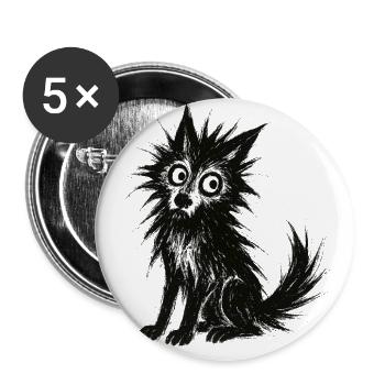 Ink Brush Anxious Dog - Buttons large 2.2'' (5-pack) - white