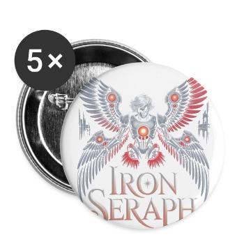 Iron Seraph – Cybernetic Angel of Steel - Buttons large 2.2'' (5-pack) - white