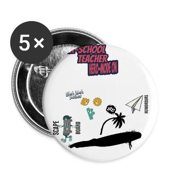 Back to School – Teacher Hero Mode ON - Buttons large 2.2'' (5-pack) - white
