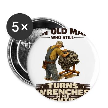 Never Underestimate an Old Man Who Still Turns  - Buttons large 2.2'' (5-pack) - white
