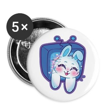Pastel Bunny on Retro TV Screen - Buttons large 2.2'' (5-pack) - white