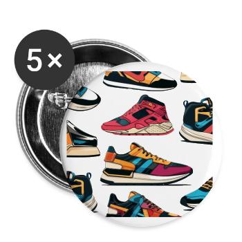 Vivid Sneaker Mosaic - Buttons large 2.2'' (5-pack) - white