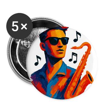 Retro Pop Art Saxophone Player Jazz Graphic Art - Buttons large 2.2'' (5-pack) - white