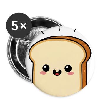 Kawaii Toast Slice - Buttons large 2.2'' (5-pack) - white