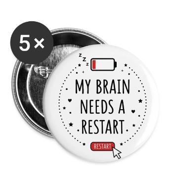 Brain Restart Graphic - Buttons large 2.2'' (5-pack) - white