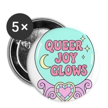 Queer Joy Glows - Buttons large 2.2'' (5-pack) - white