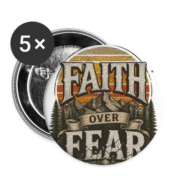 Faith Over Fear Vintage Christian Retro T-Shirt  - Buttons large 2.2'' (5-pack) - white