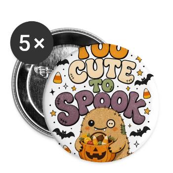 Too Cute To Spook Cute Halloween Monster Retro - Buttons large 2.2'' (5-pack) - white