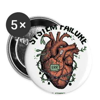 System Failure Heart Graphic - Buttons large 2.2'' (5-pack) - white