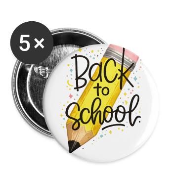 BacktoSchool Pencil Art - Buttons large 2.2'' (5-pack) - white