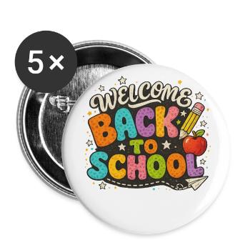 Back to School Chalk Colors - Buttons large 2.2'' (5-pack) - white
