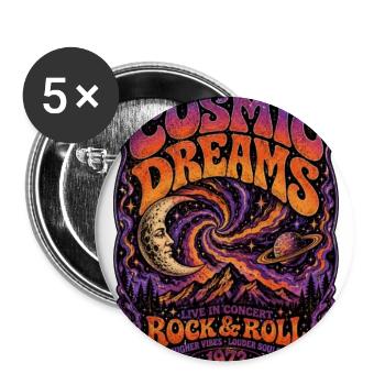 Vintage_70s_Cosmic_Psychedelic_Rock_Concert_T-S - Buttons large 2.2'' (5-pack) - white