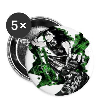 Neon Fury: Green Street Warrior - Buttons large 2.2'' (5-pack) - white
