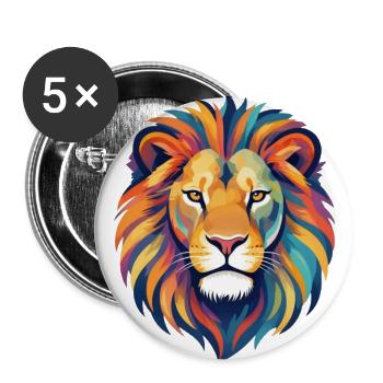 Vivid Prism Lion Portrait - Buttons large 2.2'' (5-pack) - white