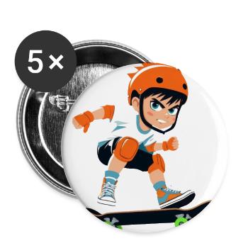 Cool Skater Boy Anime Cartoon - Buttons large 2.2'' (5-pack) - white