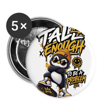 Penguin Skater Graffiti Crown - Buttons large 2.2'' (5-pack) - white
