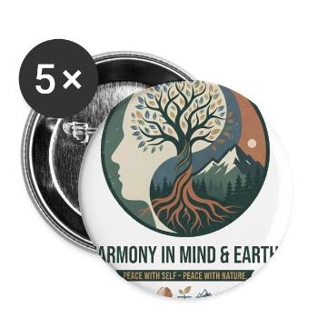Harmony Mind Tree - Buttons large 2.2'' (5-pack) - white