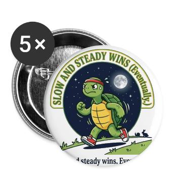 Slow and Steady Runner Turtle - Buttons large 2.2'' (5-pack) - white