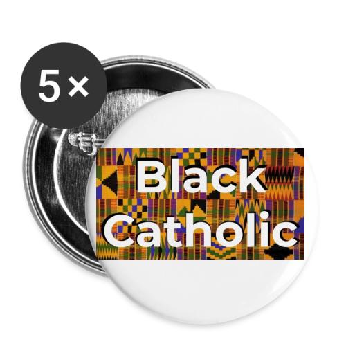 Kente Black Catholic Tee - Buttons large 2.2'' (5-pack)