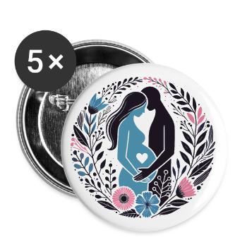 Expecting Parents Pregnancy Maternity Floral Gifts - Buttons large 2.2'' (5-pack) - white