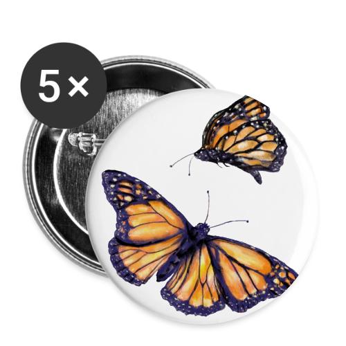 2 butterflies - Buttons large 2.2'' (5-pack)