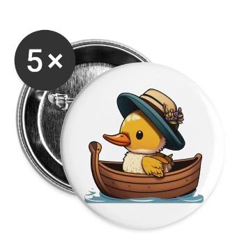 Cute Duck rowing in rowing boat rowboat skiff - Buttons large 2.2'' (5-pack) - white