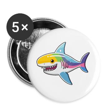 Kawaii Shark - Colorful Depths - Buttons large 2.2'' (5-pack) - white