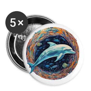 Dolphin Celestial - Luminous Depths - Buttons large 2.2'' (5-pack) - white