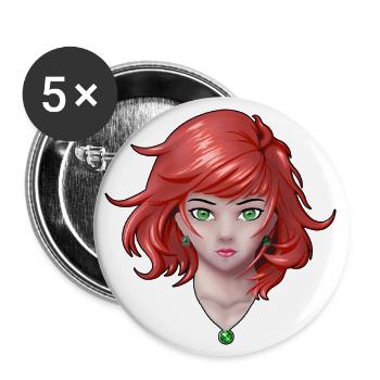 Anime girl with pretty jewelry in color - Buttons large 2.2'' (5-pack) - white