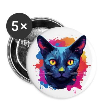 Russian Blue Cat color splashes Paint Splashes - Buttons large 2.2'' (5-pack) - white