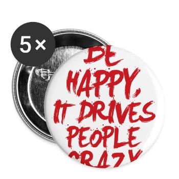 Be Happy - Buttons large 2.2'' (5-pack) - white