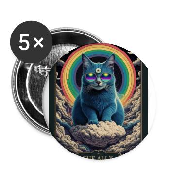 tarot card the alley blue cat rainbow sunglasses - Buttons large 2.2'' (5-pack) - white