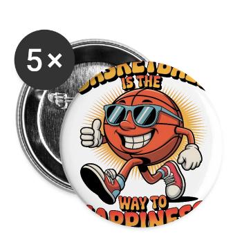 Basketball Is The Way To Happiness Cartoon - Buttons large 2.2'' (5-pack) - white