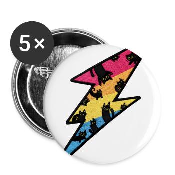 Colorful Black Cat Thunderbolt Patch - Buttons large 2.2'' (5-pack) - white